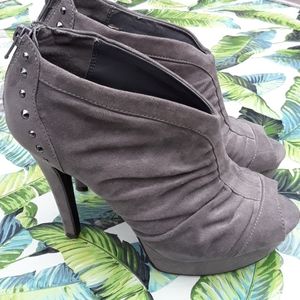 Grey Peeptoe Platform Heels - 7.5